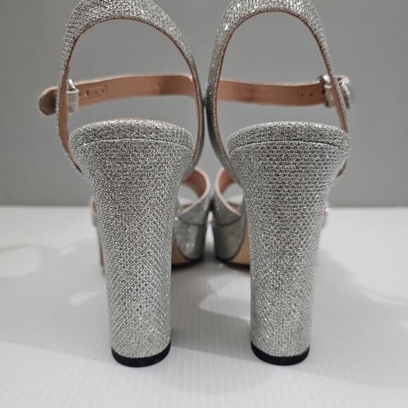 NEW Cole Haan Riannon Platform Heel Womens 10 Silver Glitter Block Heel Evening - Picture 10 of 14